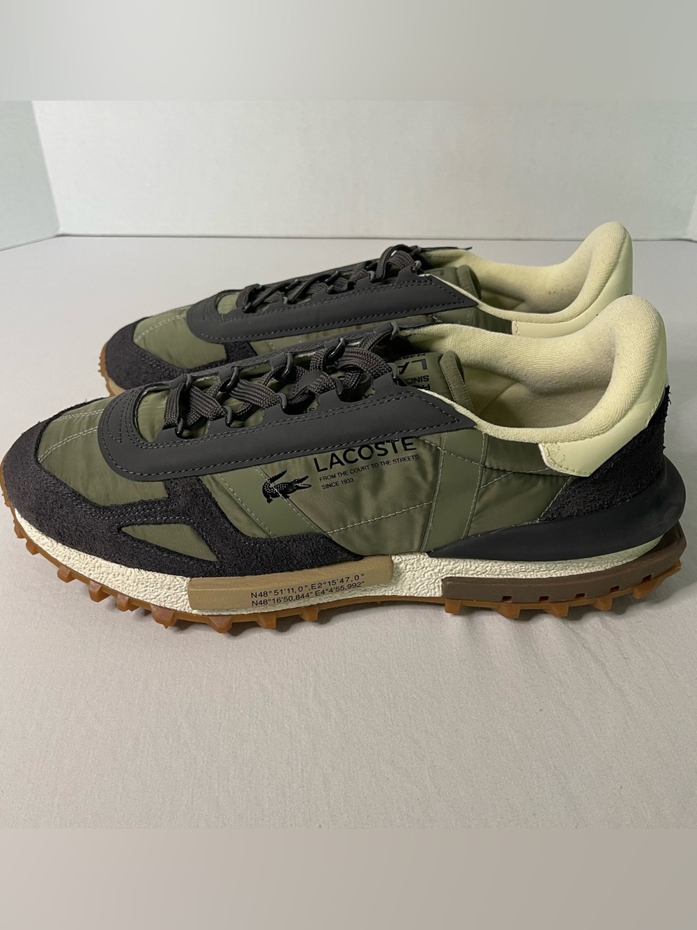 Lacoste Elite Active Green, Black & Beige Sneakers